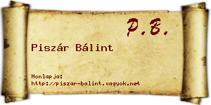 Piszár Bálint névjegykártya