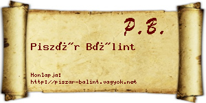 Piszár Bálint névjegykártya
